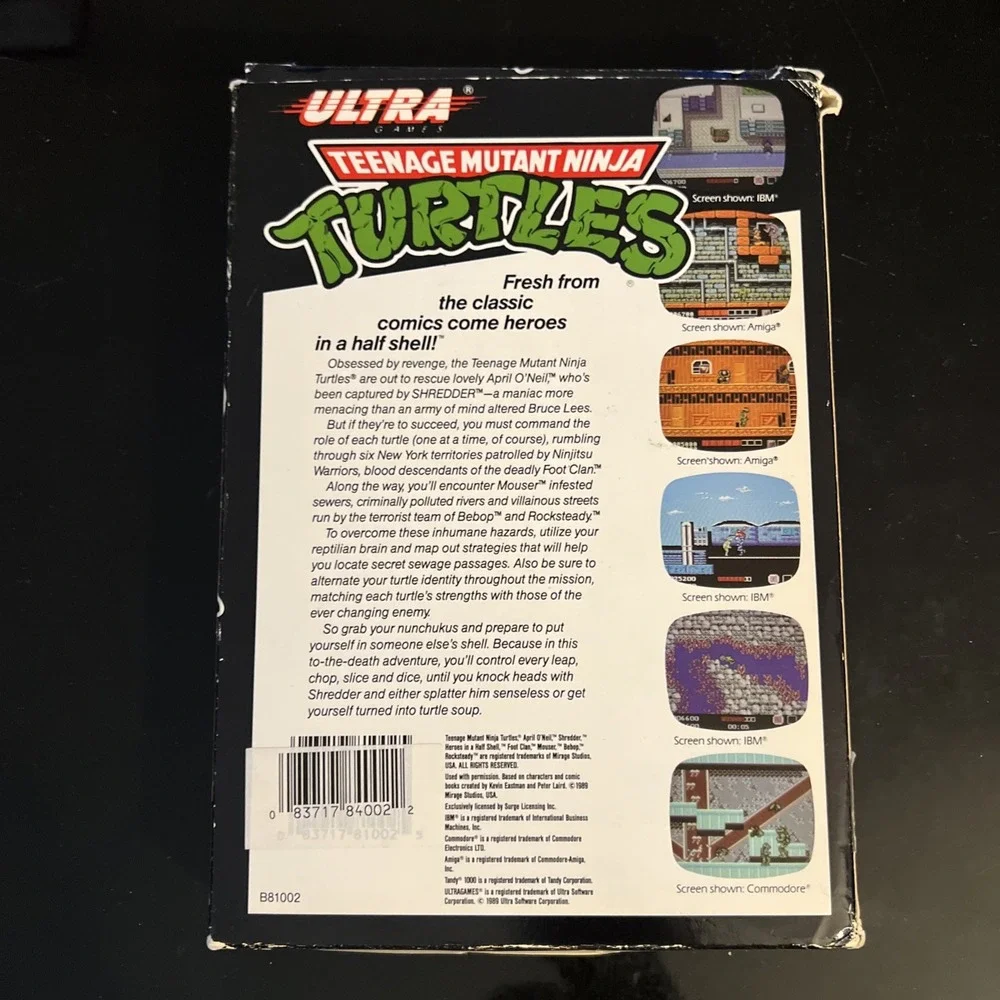 Teenage Mutant Ninja Turtles Ultra IBM PC TANDY Computer Game complete in box